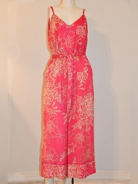 Love & Piece Floral Pink Wide-Leg spaghetti strap Jumpsuit small